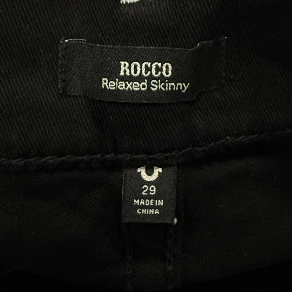 True Religion Rocco Relaxed Skinny Jeans Black Big T Flap Mens 29 NWT